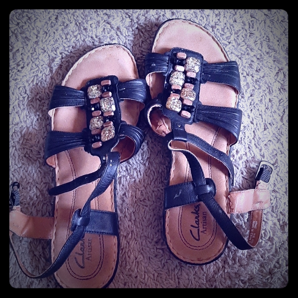 Black Clark's sandals